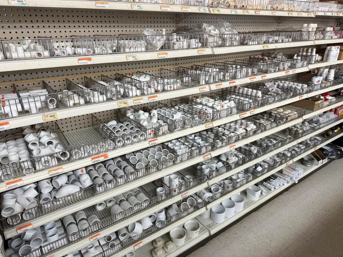 Aisles of replacement parts and accessories in stock